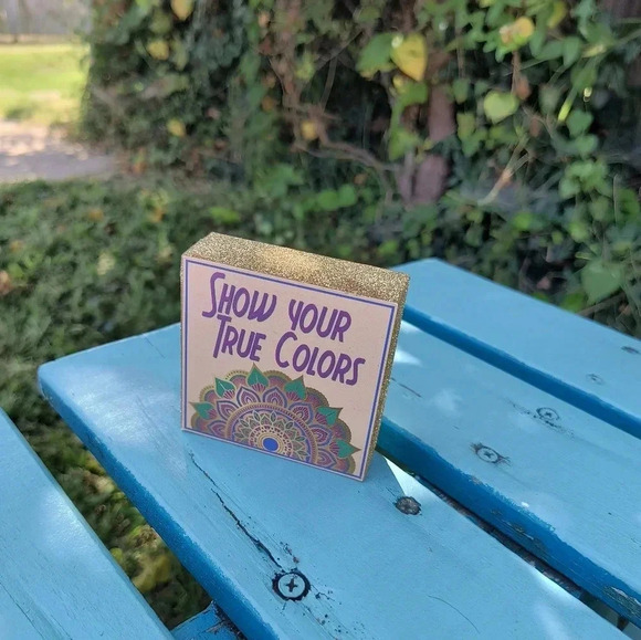 Show your true colors home decor gold sparkle plaque desk purple mandala boho hi - Picture 6 of 8